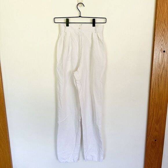 Uncle Studios Women’s White Medium Weight Linen Viscose Blend Pleat Bloomers - Picture 2 of 11